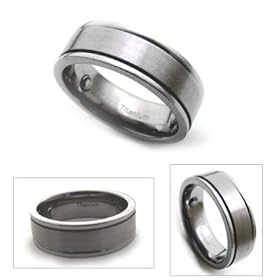 8mm Men's Titanium Magnetic Grooved Wedding Band Ring Size12