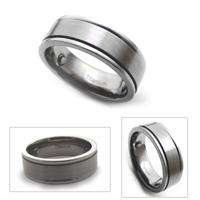 8mm Men's Titanium Magnetic Grooved Wedding Band Ring Size10