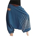 ハマーパンツ サルエルパンツ ハーレムパンツ アラジンパンツ フィッシャーマンパンツ タイパンツ エスニックファッション ヨガ服 ユニセックスサイズ Gao Yord Blue GAO