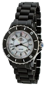 Oniss #ON8043-L Women's Ceramica Fuerte Collection Black Ceramic Watch