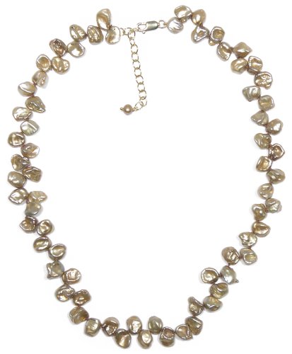 14k Gold Filled Dyed Champagne Freshwater Cultured Pearl Necklace, 16-18