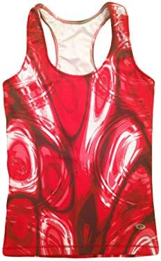Women's Protokolo Red Printed Tank Top 1583 - Yoga Running Crossfit Fitness (S)