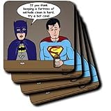 Rich Diesslins Funny General Cartoons - Super Hero Parody with Batman and Superman at the bar - Coasters