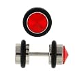 Stainless Steel Fake Plug with Red CZ - 16g Wire - 2g Fake Plug - Sold as a Pair Stainless Steel Fake Plug with Red CZ - 16g Wire - 2g Fake Plug - Sold as a Pair