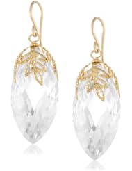 Devon Leigh Clear Marquis Cubic-Zirconia with Leaf Cap Drop Earrings