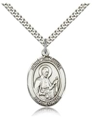 Free Engraving Included Medal- Sterling Silver St. Saint Camillus of Lellis Pendant 1" Oval 7019SS w/24" SG Heavy Curb Chain w/Box Patron Saint of Hospitals/Nurses