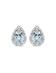 14K White Gold Pear Aquamarine and Diamond Earrings (1.20ct tgw)