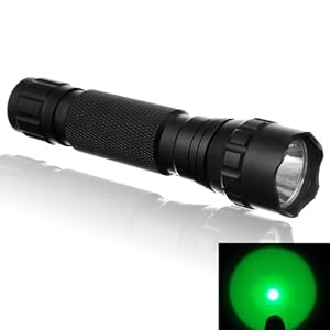 Alldaymall® WF-501B CREE Q5 Single Mode 200 Lumen Green Light Flashlight Torch + 1*18650 3000Mah Protected Battery+1*18650 Wired Single Charger Kit