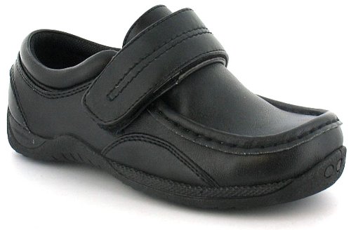 Boys Black Velcro Slip On School Shoes - Black