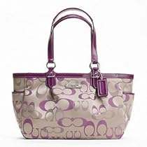 Hot Sale Authentic Coach Gallery Optical Signature Tote Shoulder Bag Khaki Rose 20444