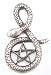 PENTAGRAM Star SNAKE Silver Tone Pewter PENDANT Necklace