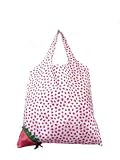 Reusable Shopping Tote Bag - Folded into a Strawberry - Small Strawberry Pattern 2 / Magenta