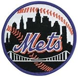 New York Mets MLB Team Logo Patch (Black with Blue Border)