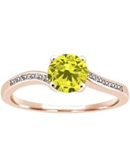 0.94 Ct Round Canary and White Diamond 14K Rose Gold Ring