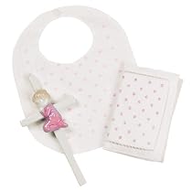 Elegant Baby Wall Hanging Porcelain Cross & Bible Pink