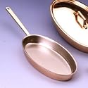 Copper Edition Pan, oval, length 30 cm, 90% copper, 10% stainless  steel, solid brass handle