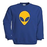 Sweatshirt Alien S M L XL XXL XXXL - Textil royalblue / Motiv gelb M