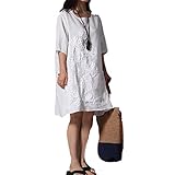 Linyuan ファッション Women's 1/2 Sleeve Cotton&Linen Oversized Maternity Shift スカート Dress