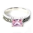 Sterling Silver Marcasite Ring with Pink CZ - Size: 5-9