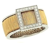 Lds Textured Satin Ring w/ Pave Diamond Accent .18cttw