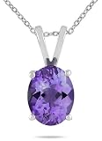 All-Natural Genuine 8x6 mm, Oval Amethyst pendant set in Platinum