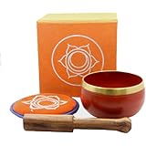 DharmaObjects Tibetan Palm Size Sacral Chakra Premium Singing Bowl Gift Set