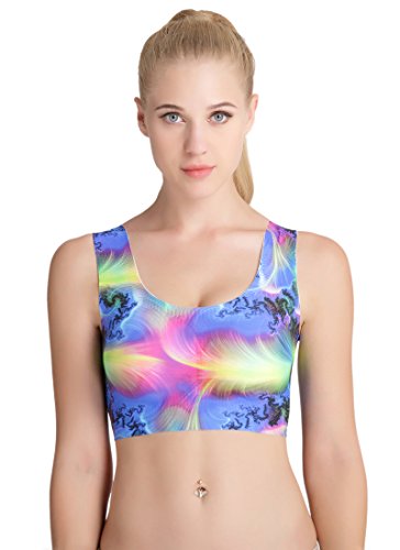 Lttcbro Women's 3D Printed Seamless Bra Activewear Top Wireless Sports Bra Yoga Vest