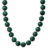 14k Yellow Gold 16mm Round Malachite Beaded Necklace, 18