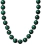 14k Yellow Gold 16mm Round Malachite Beaded Necklace, 18"