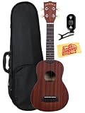 Kala KA-MK-S Makala Soprano Ukulele Bundle with Gig Bag, Tuner, and Polishing Cloth - White Accents