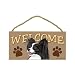 Papillon (Black and white) Wood Welcome Door Sign 5''x10''