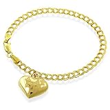 10K Yellow Gold Heart Charm Bracelet 7