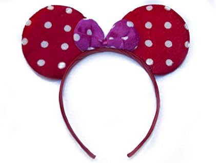 Minnie Mouse Ears Headband: Red with Hot Pink Bow (Childrens or Adults)