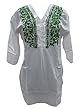 White Long Sleeved Beautiful Embroidered Cotton Tunic Kurti