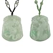 Hand Carved Jade Dragon and Phoenix Pendant Necklace Couples Set