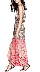 Wrap Slit Leopard Print Floral Print  Dress