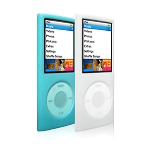 iPod Nano 4G Silicone Cases 2 Pk: Clear + Blue with Lanyard