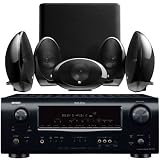 Denon AVR-1709 Home Theater Receiver  Kef KHT1005.2 Satellite Speaker System - Black (Bundle)