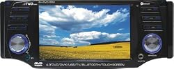 TKO Audio BH-DVD1852 In-Dash Din Sized DVD / DivX / VCD / MP3 / CD / CD-R / CD-RW / JPG / WMA Receiver with 4.3 inch TFT LCD TOUCHSCREEN Monitor , Built-In BLUETOOTH, FULL Electronic Motorized Sliding Detachable Panel and Front AUX Input