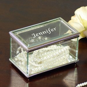 willow tree stores:Engraved Beveled Glass Jewelry Box