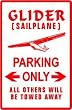 GLIDER PARKING catapult space plane fly sign