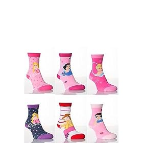 Girls 4 Pair TM Disney Princesses Socks