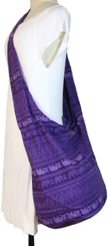 Thai Monk Buddha Cotton Thai Elephant Sling Crossbody Messenger Bag Shlouder Purse Hippie Hobo Color Purple Free Shipping