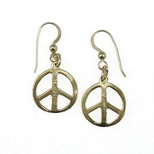 Small Peace Symbol Peace Bronze Earrings