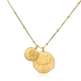 Satya Jewelry Double Lotus 24k Yellow Gold Necklace, 18
