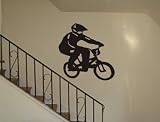 Biker Decal Sticker Wall Sports Cool Boy Girl Nursery Bmx Bike