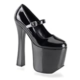 7 1/2 Inch Sexy Black Shoes Gothic Shoes High Platform Maryjane Platform Pump Shoes Black