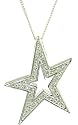 Silver CZ Set Star Pendant on 18" Curb Chain