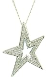 Silver CZ Set Star Pendant on 18 Curb Chain