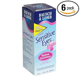 Bausch & Lomb Sensitive Eyes Plus Saline Solution, 12-Ounce Bottles (Pack of 6)
